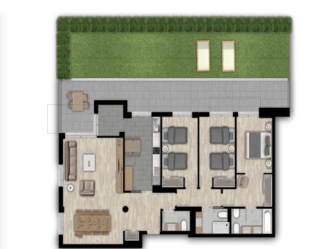 Apartamento T3 com terraço e jardim pronto a habitar em Paranhos